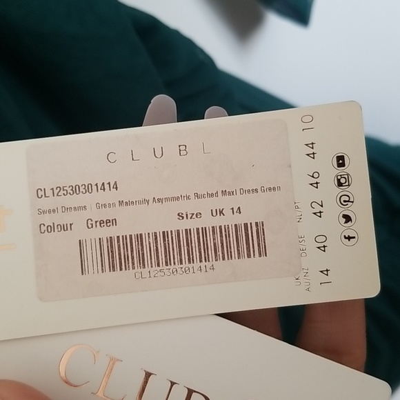 Club L London SWEET DREAMS GREEN MATERNITY ASYMMETRIC RUCHED MIDI DRESS NWT - Picture 5 of 7